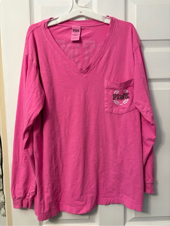 PINK Victoria's Secret Tops - PINK Victoria's Secret Hot Pink Crewneck Tee